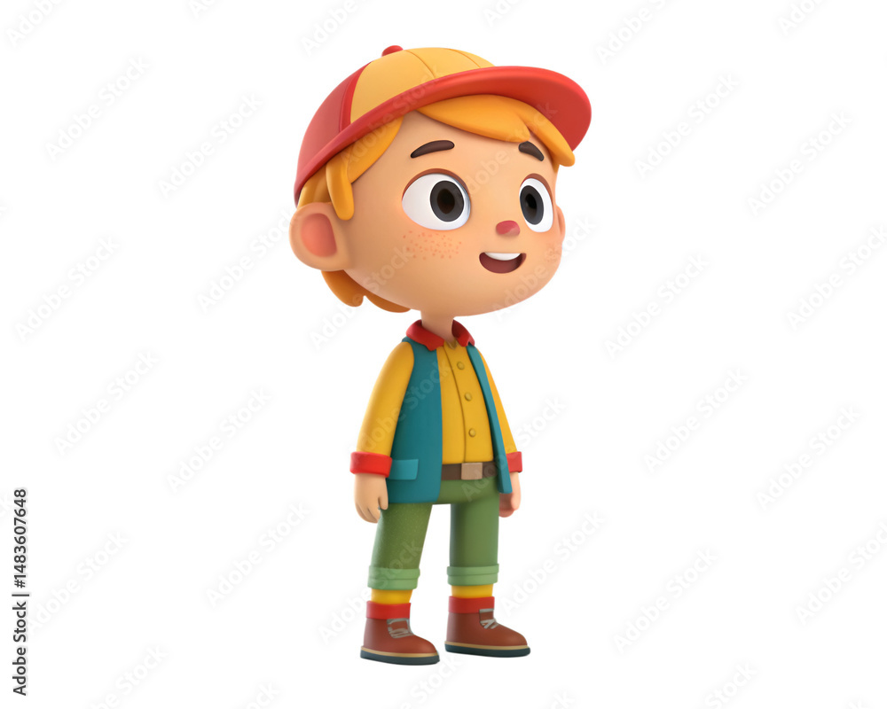 3D cartoon boy figure isolated on white background 3D cartoon boy figure isolated on white background