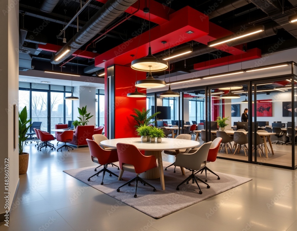 Fototapeta premium an open office space with modern design elements