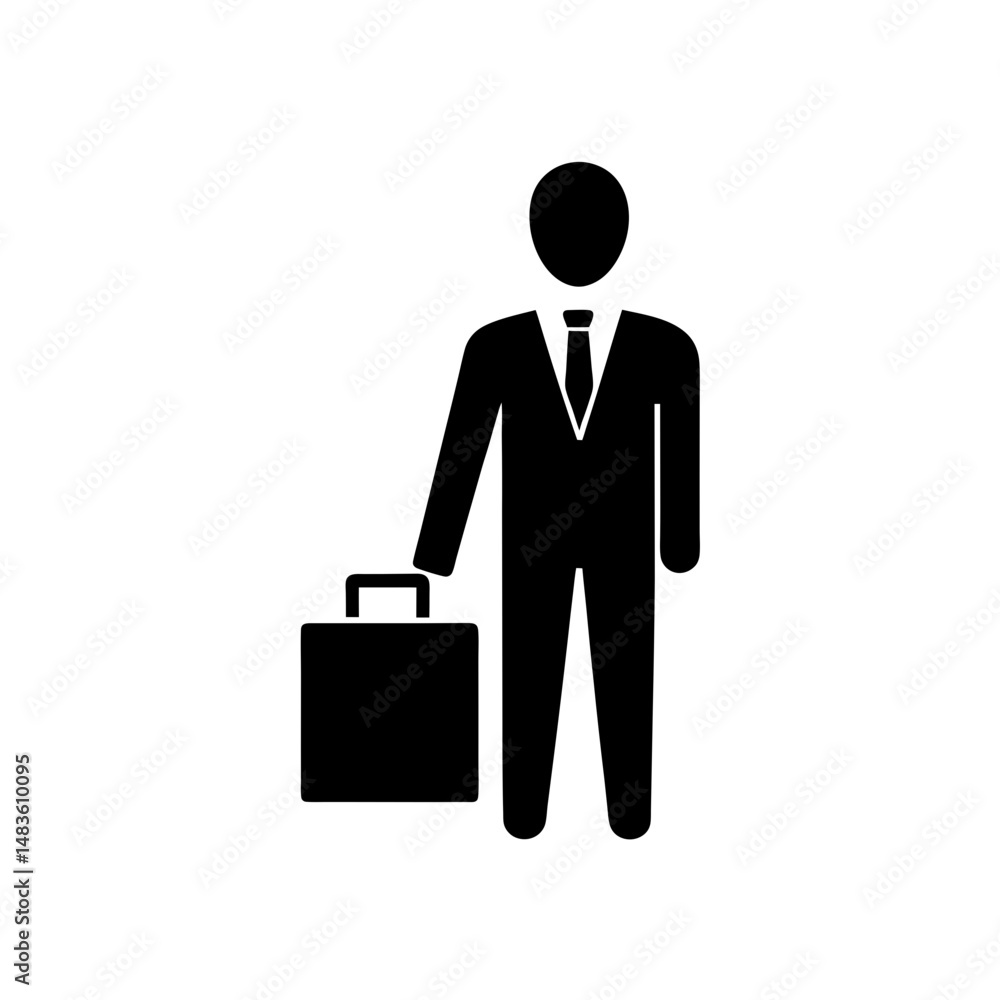 businessperson with briefcase icon on white businessperson with briefcase icon on white