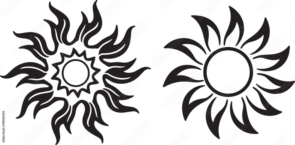 Fototapeta premium Stylized Sun vector Silhouette
