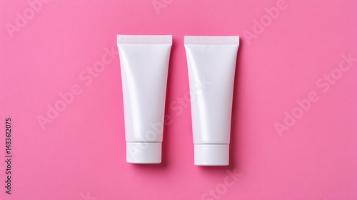 Wallpaper Mural Two white tubes of cosmetic product on a pink background Torontodigital.ca