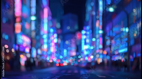 Wallpaper Mural Neon Nightscape: A Blurred City at Night Torontodigital.ca