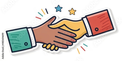 Doodle Handshake Partnership Concept Illustration, sticker design, art. , partnership, collaboration