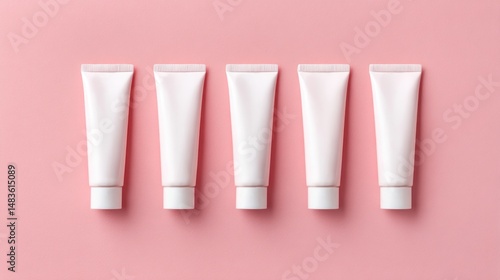 Wallpaper Mural Five identical white tubes on a pink background Torontodigital.ca