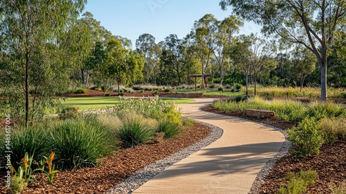 Serene Winding Path Through a Lush Australian Native Garden