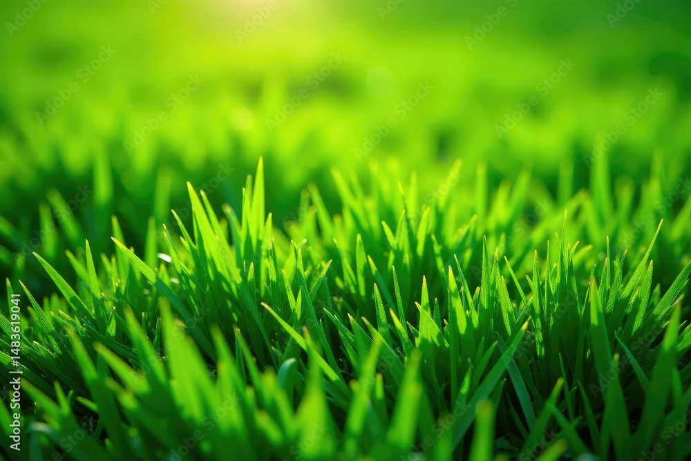 Fototapeta premium Vibrant green grass, lush texture, sunlight dappled , grass, foliage