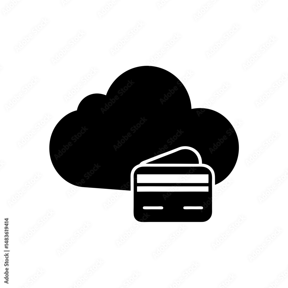 cloud with credit card icon on white background cloud with credit card icon on white background