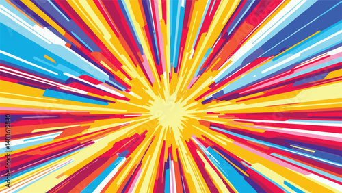 abstract colorful background with rays - comic series