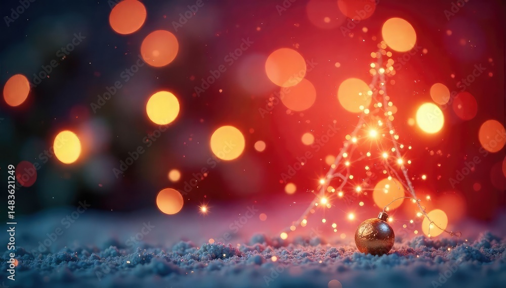 Naklejka premium Festive Christmas background with sparkling lights and bokeh , glitter, xmas