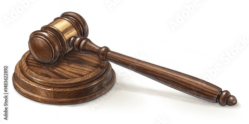 Judge's Gavel Colored Pencil Illustration, Justice Concept, Law Symbol, Gavel, Court Gavel, Law