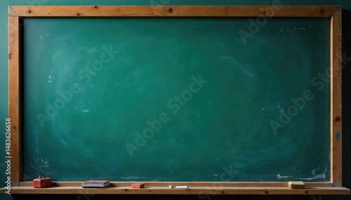 Vintage school blackboard with chalk marks and eraser smudges, ready for learning , scribbles, texture