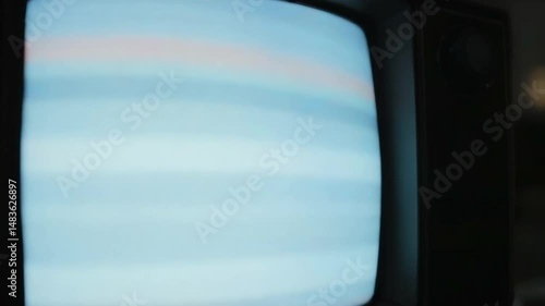 Vintage television showing interfering horizontal lines