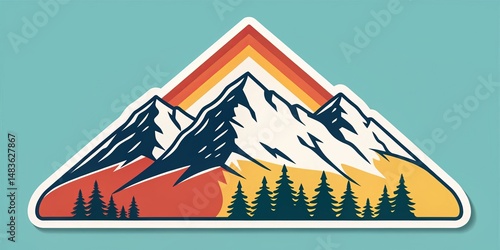 Retro Mountain Landscape St...