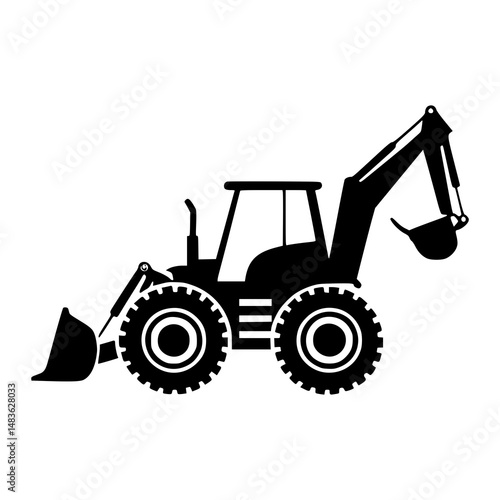 Backhoe Loader Silhouette Construction Icon