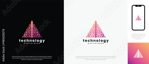Triangle technology logo design. Triangle technology connection logo template. Technology logo symbol icon