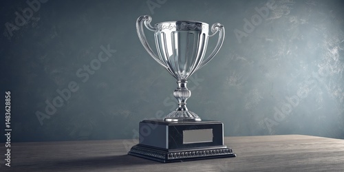 Silver Trophy on Dark Wood ...