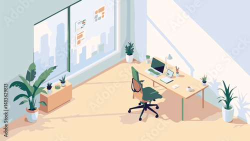 office environment vector illustration, work from home, workplace