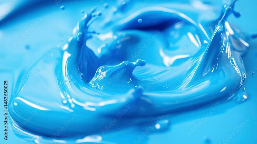 Abstract Blue Liquid Splash Dynamic Swirl and Texture