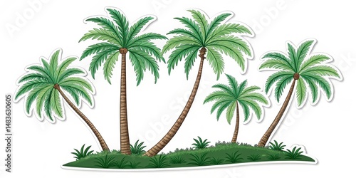 Tropical Palm Trees Illustr...