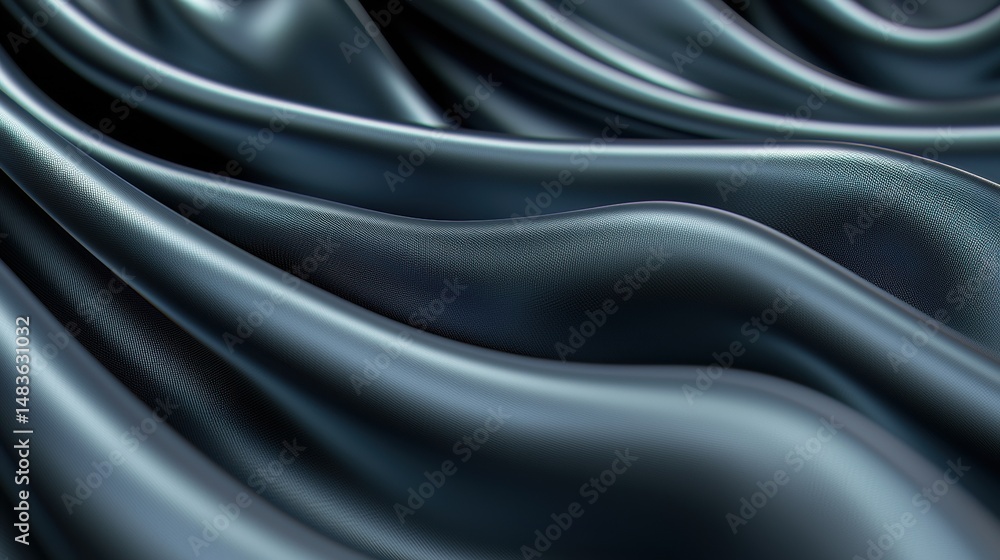 A close-up view of a dark blue, shiny fabric with a subtle texture. A close-up view of a dark blue, shiny fabric with a subtle texture.