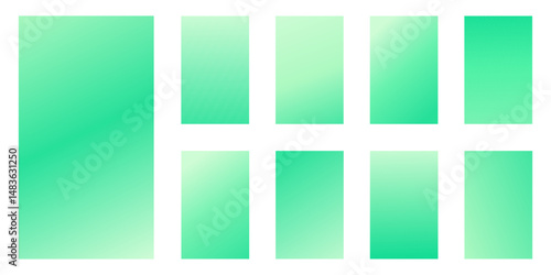 Set of simple summer mint green gradient mesh texture background