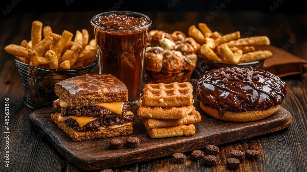 Indulgent Chocolate and Burger Feast A Deliciously Decadent Spread