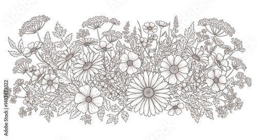 Wallpaper Mural Floral line art pattern background Torontodigital.ca