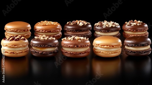 Obraz na płótnie Assortment of Gourmet Chocolate and Caramel Macarons w salonie