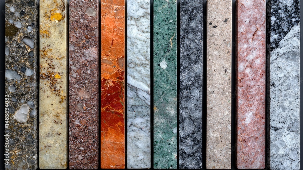 Collection of Diverse Stone Samples Textures and Colors for Design Inspiration