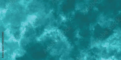 Floating Ink Layers in Blue-Green Tones Against a Pale Sky

