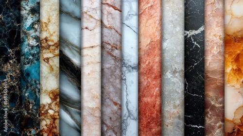 Obraz na płótnie Collection of Diverse Marble Textures Natural Stone Backgrounds for Design w salonie