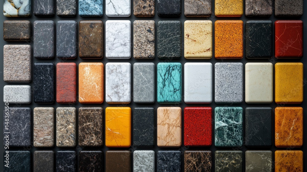 Diverse Collection of Marble and Stone Samples for Interior Design