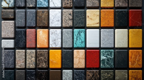 Obraz na płótnie Diverse Collection of Marble and Stone Samples for Interior Design w salonie