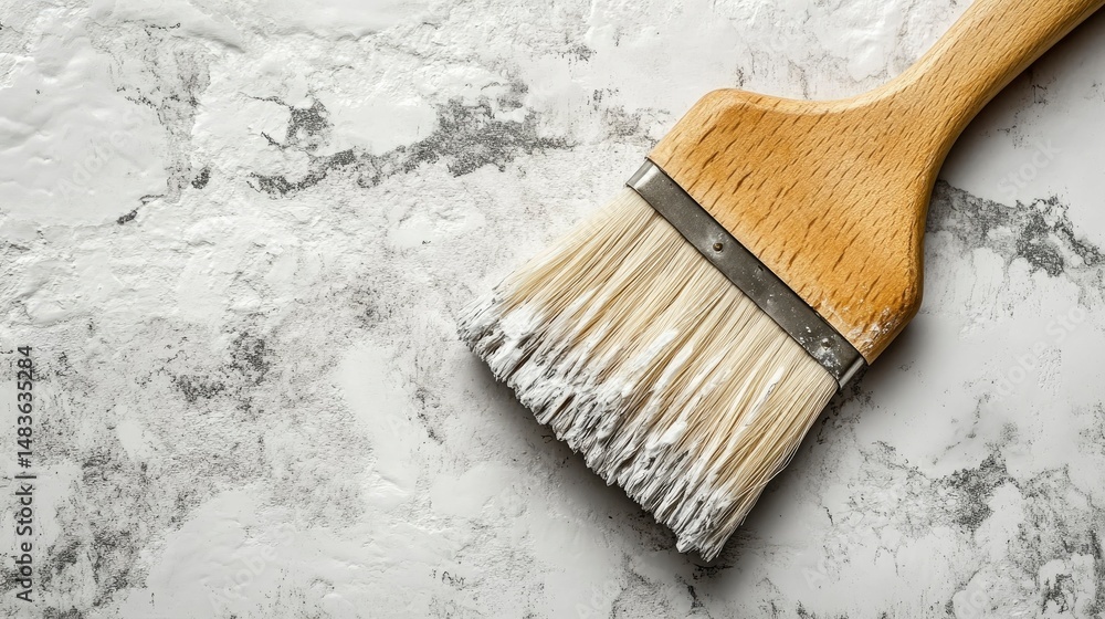 White Paintbrush on Textured Surface - DIY Home Improvement Tool