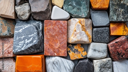 Collection of Polished and Unpolished Natural Stones - Variety of Colors and Textures