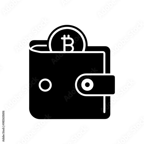 crypto wallet icon with bitcoin logo on white 