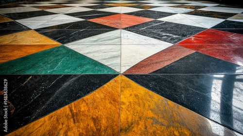 Obraz na płótnie Geometric Marble Floor Pattern Luxurious Multicolored Stone Tiles w salonie