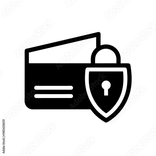 credit card with shield and lock icon on white 