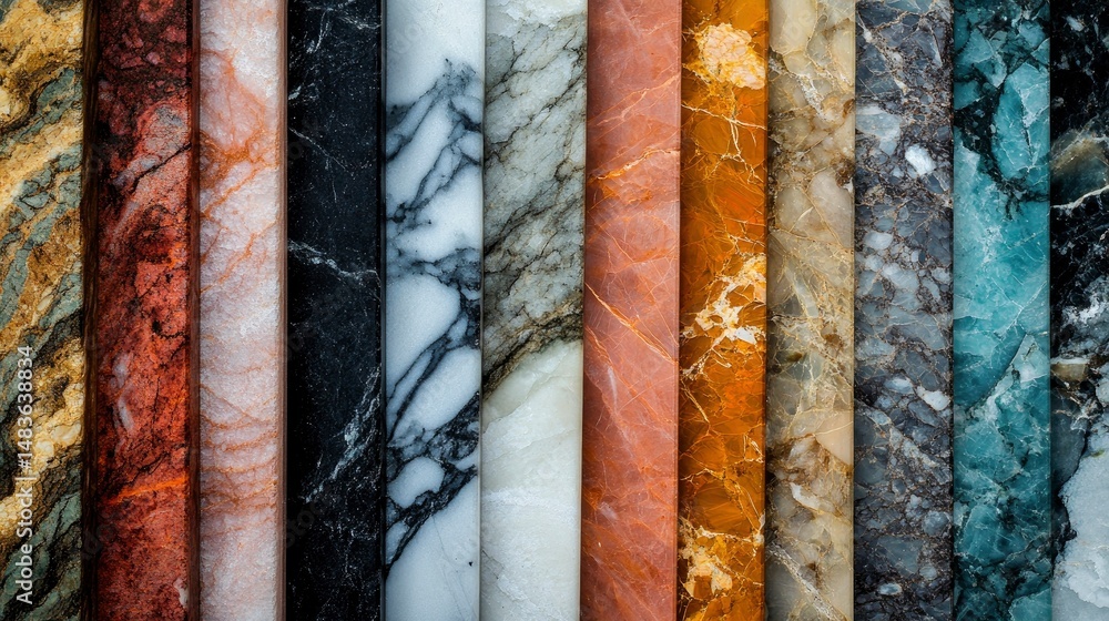 Diverse Collection of Marble and Stone Slabs Textures and Colors