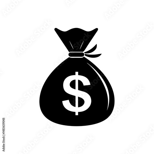 currency bag with dollar sign icon on white 
