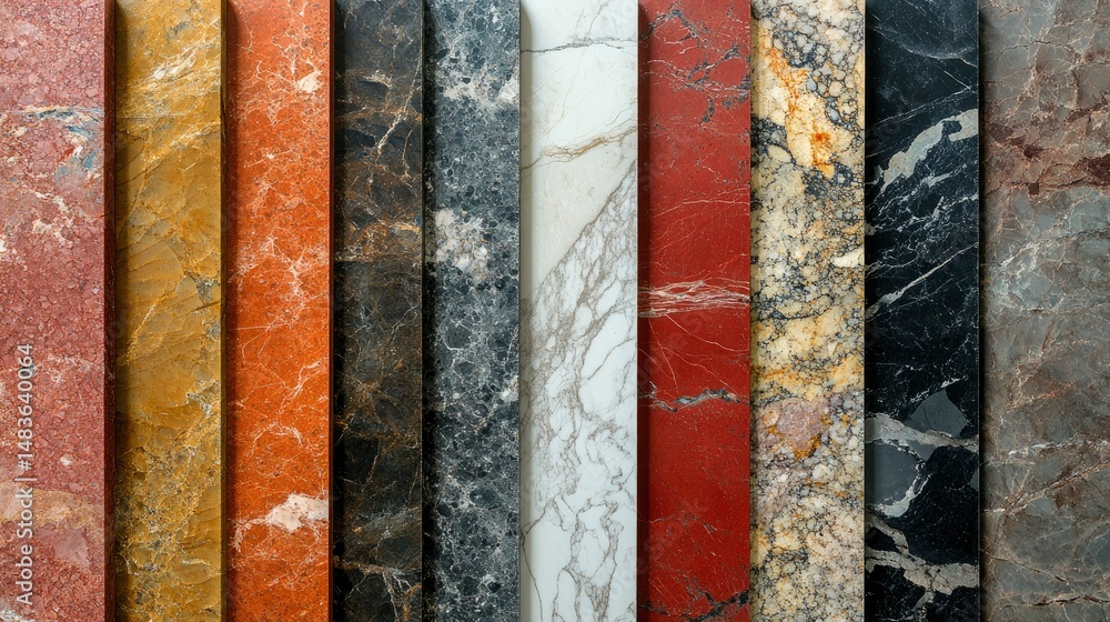 Collection of Diverse Marble Slabs Texture and Color Variety for Design