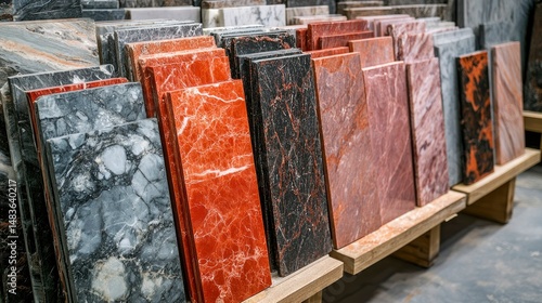 Obraz na płótnie Luxurious Marble Slabs Displayed in a Showroom w salonie