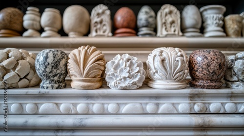 Obraz na płótnie Collection of Ornate Stone Finials and Architectural Details w salonie