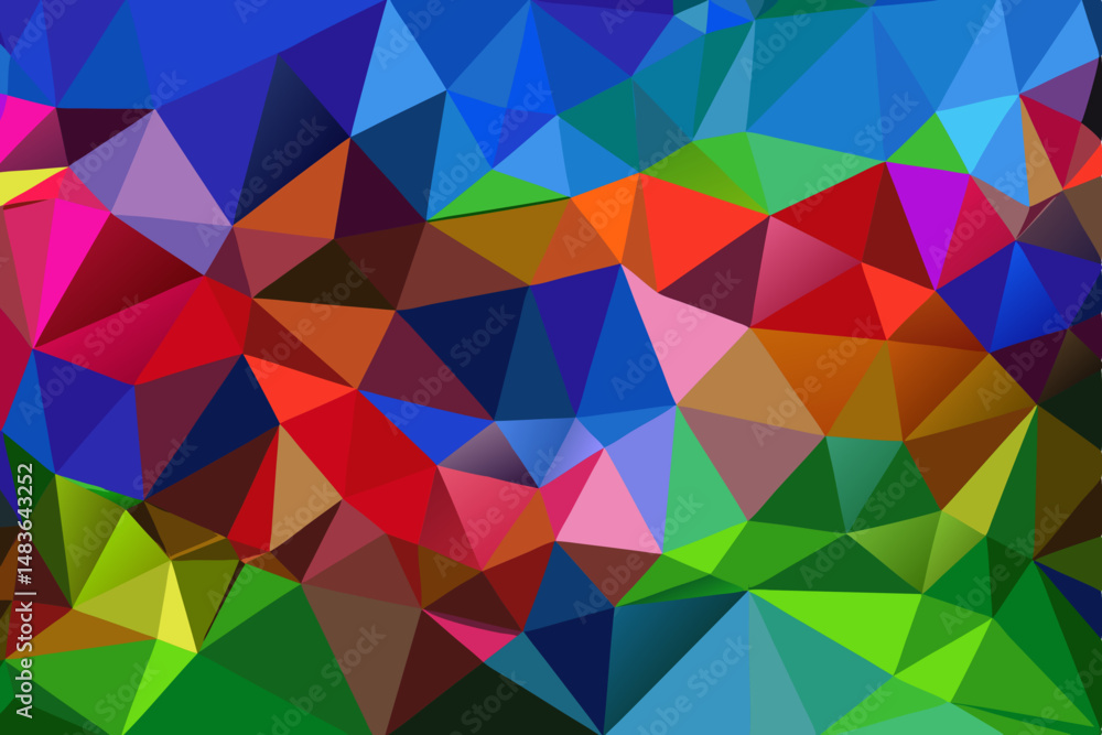 Vibrant abstract geometric low poly background with triangular shapes in various colors Vibrant abstract geometric low poly background with triangular shapes in various colors