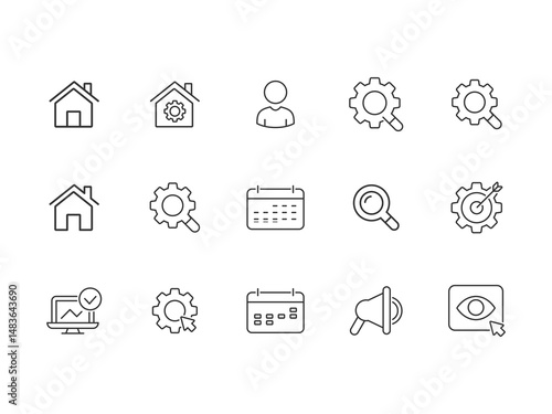 Web icon collection. Essential signs and symbols set correction. Round square icons with popular line style, web and mobile icons. Vector illustration isolated on white background
