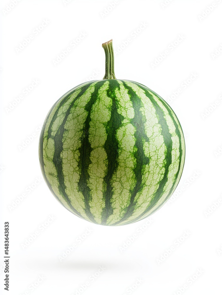 Vibrant Watermelon in Mid-Air, Isolated Against a White Backdrop, Capturing the Essence of Freshness and Fruitful Elegance Vibrant Watermelon in Mid-Air, Isolated Against a White Backdrop, Capturing the Essence of Freshness and Fruitful Elegance