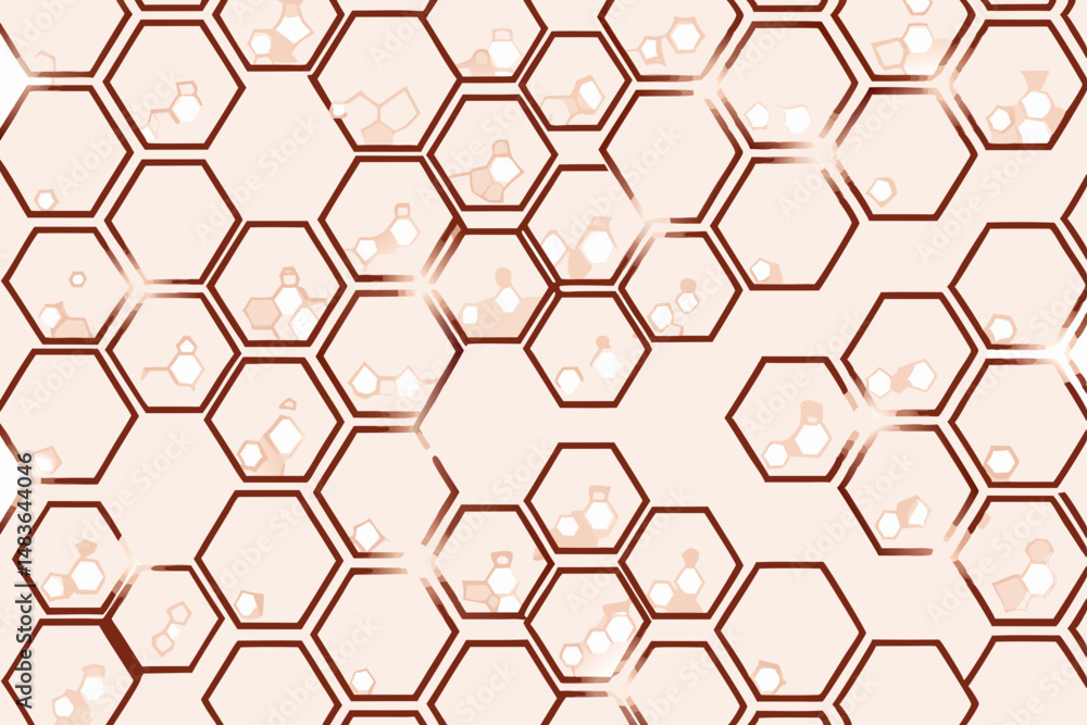 Abstract hexagon pattern on white background with molecular structure elements Abstract hexagon pattern on white background with molecular structure elements
