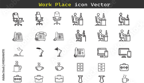 Office and Workplace icons in line style