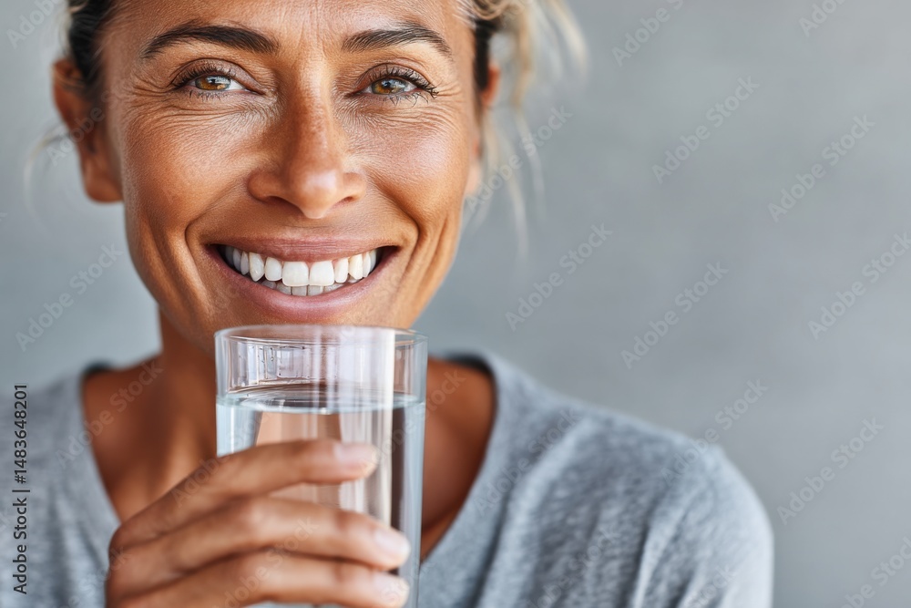 Radiant Hispanic Woman Holding Glass of Refreshing Water for Hydration and Healthy Lifestyle Radiant Hispanic Woman Holding Glass of Refreshing Water for Hydration and Healthy Lifestyle