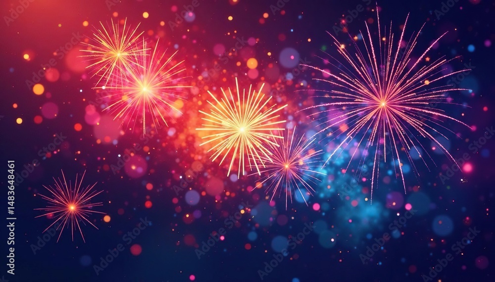 Fototapeta premium Abstract colorful vector firework bursts, dynamic design , shiny, energy, element